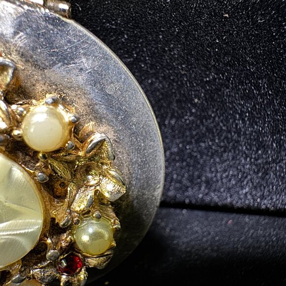 Vtg Pocket Size Portable Butler Ashtray Pill Box MultiColor Rhinestones jw1480 - Picture 11 of 15